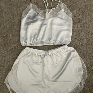 White Satin Pajama Set